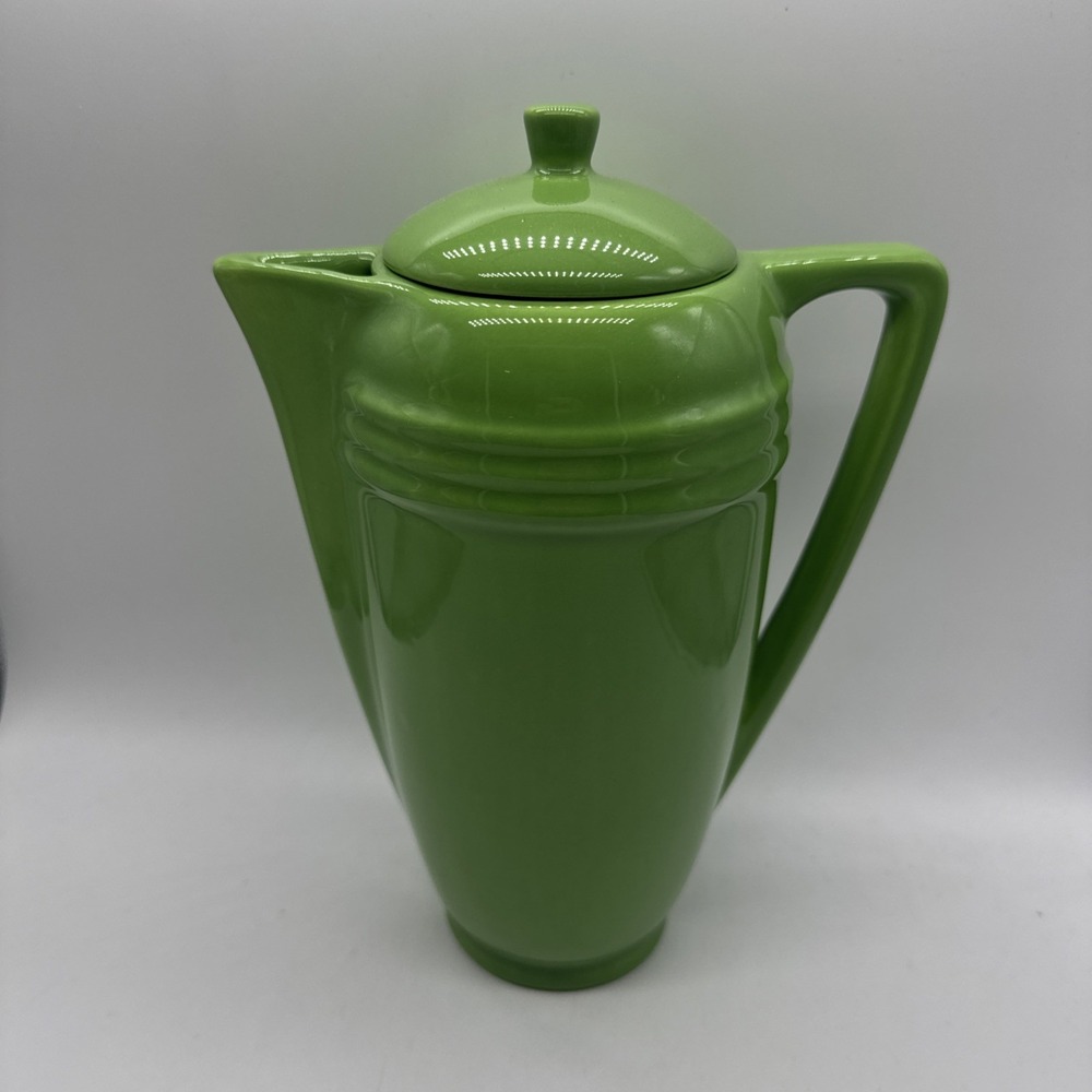 Bauer Pottery RINGWARE Parrot Green Coffee Pot Vintage Ring Art Deco 9.5"